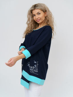 853 Туника "т.синий/бирюза"