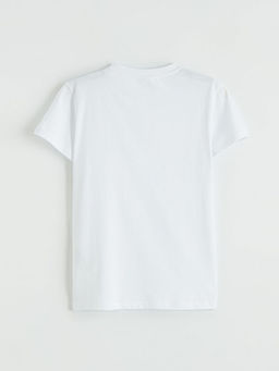 Bisiklet Yaka Y?ld?z Bask?l? K?z ?ocuk Ti??rt