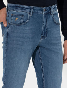 Синие джинсовые брюки узкого кроя - Cacharel фото 5