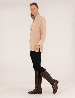 Bej Comfort Fit Uzun Kollu G_mlek