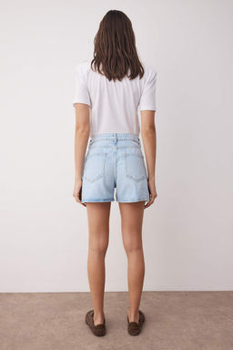 Buz Mavisi Yuksek Bel City Boy Denim Sort TWOSS23SR00199