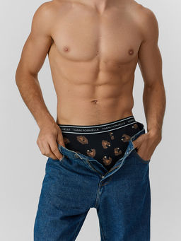 Цена за 2 штуки! Трусы боксеры мужские черные с рисунком в виде медведей - Mark formelle фото 4