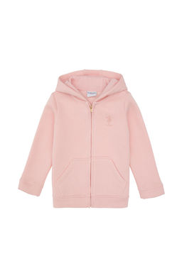 K_z _ocuk Toz Pembe Fermuarl_ Kap__onlu _ardonlu Basic Sweatshirt Sepette S_rpriz _ndirim