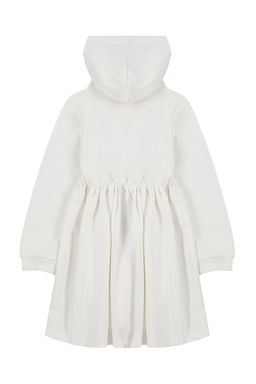 Ekru K?z Cocuk Mevsimlik-Ince Slogan Desenli Kapusonlu Pamuklu Orme Elbise TKDAW25EL00012 - Trendyolmilla фото 5