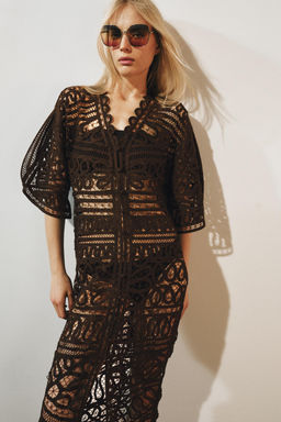 VESTIDO LARGO CROCHET ZW COLLECTION / Marr?n
