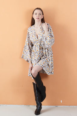 Платье женское FLOWER030/04/Белый, коричневый