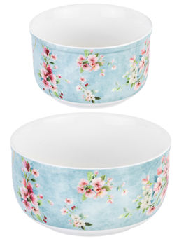 Набор 2 салатников 560 мл 13*13*6,5 см + 260 мл 10,5*10,5*6 см Яблоневый цвет на голубом без зол.к - Elan gallery фото 19