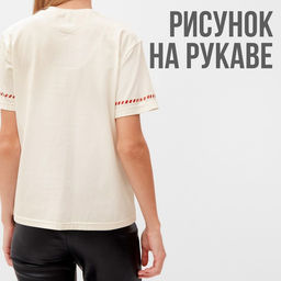 Футболка женская с красным кантом Basic line, молочная, размер 42