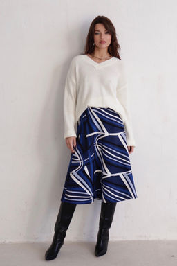 11047 Юбка А-силуэта синяя с принтом - Martichelli фото 3