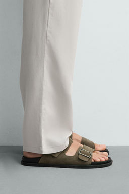 SANDALIA PIEL DOBLE TIRA / Gris Topo