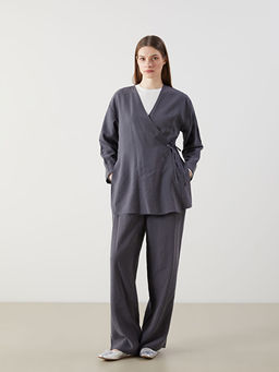 Kruvaze Yaka Modal Kar???ml? Kad?n Kimono