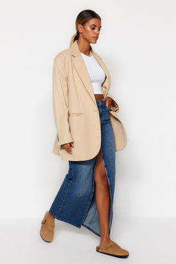 TRENDYOLMILLA Mavi More Sustainable Y?rtmacl? Maxi Denim Etek TWOAW24ET00058  фото 6