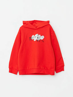 Kap??onlu Minnie Mouse Bask?l? Uzun Kollu K?z ?ocuk Sweatshirt