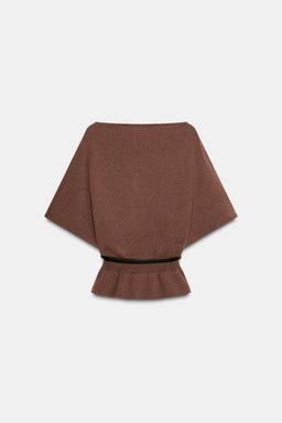 KNITTED CAPE TOP WITH BELT - Zara фото 4