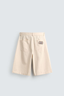 BERMUDA BAGGY FIT PARCHES / Beige