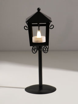 Подсвечник на 1 свечу «Фонарь», металл, чёрный, 24×9×9 см