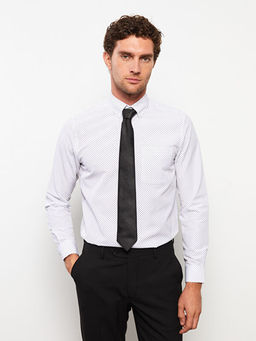 Regular Fit Uzun Kollu Desenli Poplin Erkek G?mlek