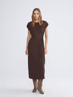 Bisiklet Yaka ?izgili Elbise