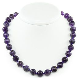 Бусы аметист темный (Бразилия), круглые 14мм, короткие 51см
