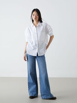 Oversize Keten Kar???ml? Kad?n G?mlek