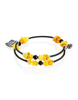 Оригинальный янтарный браслет на струне с подвесками Оклахома