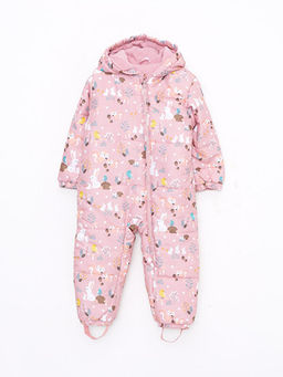 Kap??onlu Uzun Kollu Patikli Bask?l? K?z Bebek Fermuarl? Astronot Mont