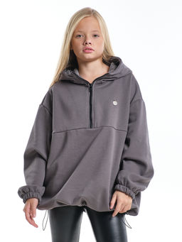 Худи оверсайз с капюшоном на молнии утепленное с карманом UD 8038 графит