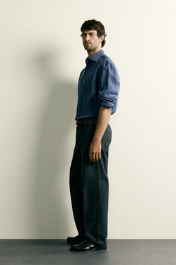 CAMISA REGULAR FIT 100% LINO / ?ndigo - Zara фото 4