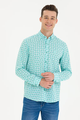 U. S. Polo Assn Мужская мятная рубашка с длинным рукавом - U.s. polo assn фото 3