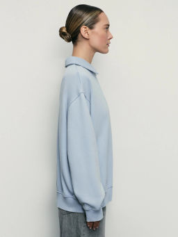 Свитшот с отложным воротником и вышивкой / Zarina  фото 4