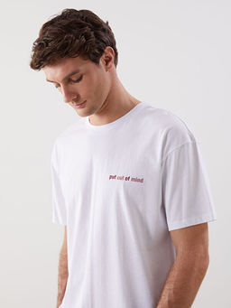 Bisiklet Yaka K?sa Kollu Bask?l? Penye Erkek Ti??rt