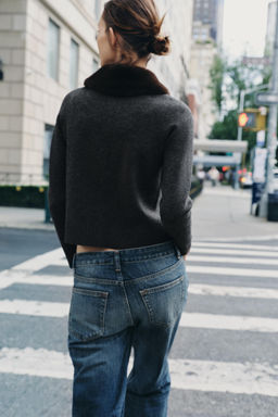 FAUX FUR LAPEL CARDIGAN - Zara фото 3