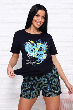 Костюм с шортами, принт (01030. бирюзовый) - Плиона фото 17