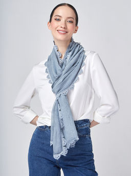 Большой, мягкий, тонкий и очень нежный двусторонний палантин с рисунком. - Tantino фото 2