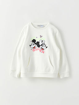 Bisiklet Yaka Minnie ve Mickey Mouse Bask?l? Uzun Kollu K?z ?ocuk Sweatshirt ve E?ofman Alt - Waikiki фото 2