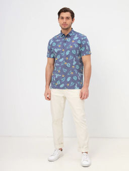 Джемпер мужской с воротником поло короткий рукав GREG G144-KP1246T-UT15 (голубой лист)