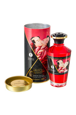 Масло массажное для тела Shunga Пылающая вишня (Blazing Cherry), разогревающее, 100 мл.