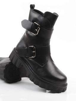 04-PAX40-1Z BLACK Ботинки зимние женские (натуральная кожа, 100% шерсть) размер 38 маломерит на пол