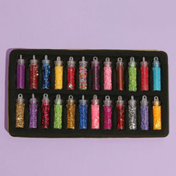 Блёстки для декора ногтей, мелкие/средние, в пластиковом органайзере, набор 24 бутылочки, разноцветные - Qf фото 3