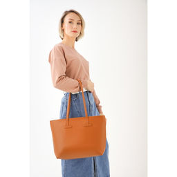 Сумка-шопер на молнии, цвет терракотовый - Simaland фото 4