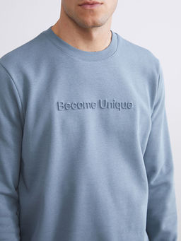 Bisiklet Yaka Bask?l? Erkek Sweatshirt