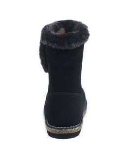 Полусапожки женские на войлочной подошве, черные, замша, молния.