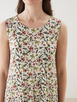 Bisiklet Yaka ?i?ekli A Kesim Elbise