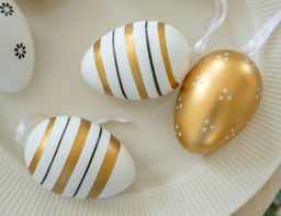 Декоративные пасхальные яйца ЗОЛОТЫЕ МОТИВЫ, пластик, 6 см, 6 шт., подвески, Breitner