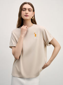 Хлопковая футболка оверсайз с принтом / Zarina