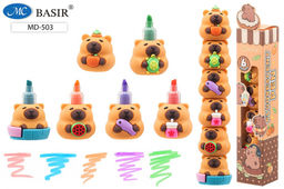 Набор текстмаркеров секционных Basir "Капибара" 6цв. (MD-503) в карт. уп.