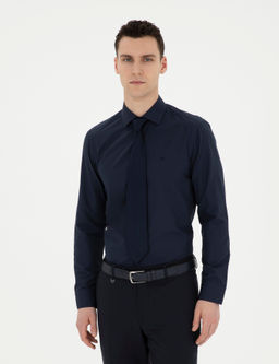 Lacivert Slim Fit Uzun Kollu Basic G_mlek