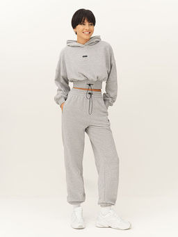 =Кроп-худи с капюшоном и широким поясом со шнуром на стоппере - NEVERLATE фото 4