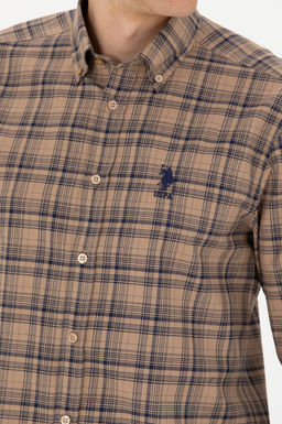 Мужская рубашка песочного цвета с длинным рукавом - U.s. polo assn фото 21
