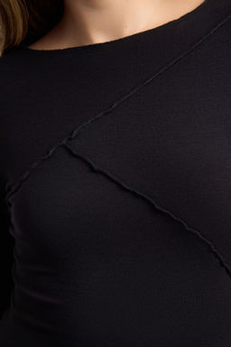 Antrasit Nervur Detayl? Fitted/Vucuda Oturan Ispanyol Kol Orme Bluz TWOAW25BZ00244 - Trendyolmilla фото 4